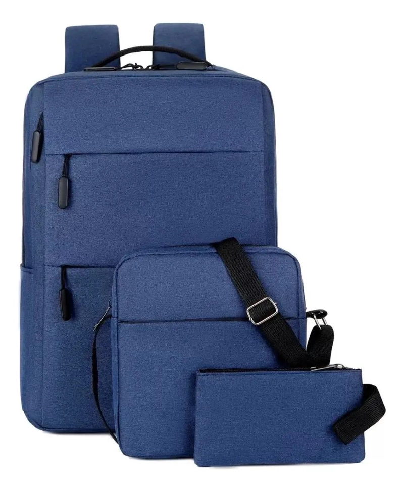 MOCHILA URBANA SET 3 PIEZAS CON CARGADOR USB - 1