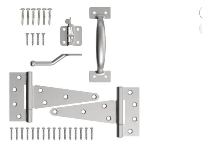 KIT HERRAJES GALVANIZADO PARA PORTON CON BISAGRA T DE 8 PULGADAS - 1