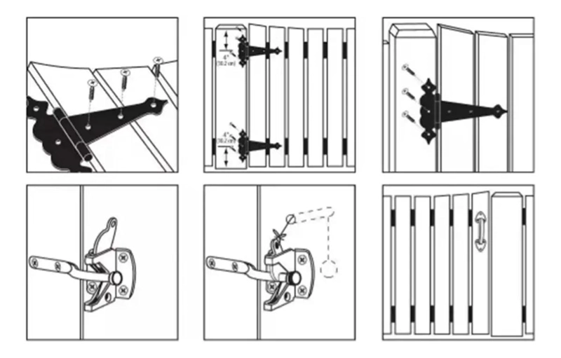 KIT HERRAJES GALVANIZADO PARA PORTON CON BISAGRA T DE 8 PULGADAS - 2
