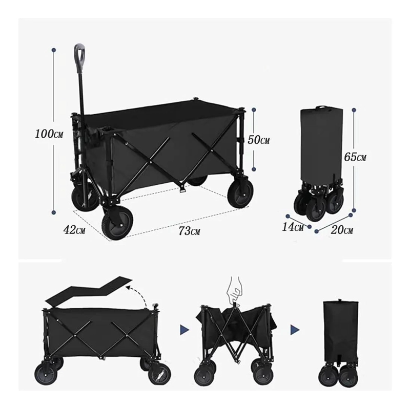 CARRO DE MANO PLEGABLE PARA COMPRAS Y CAMPING CON 4 RUEDAS - 1