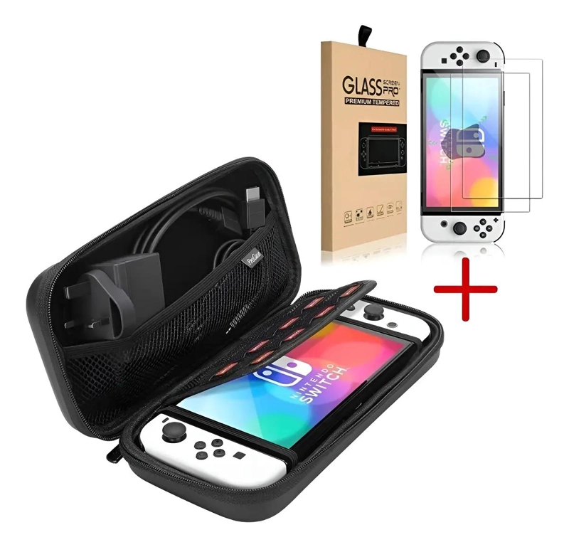 ESTUCHE PORTATIL CON LAMINA DE VIDRIO PARA NINTENDO SWITCH OLED - 1