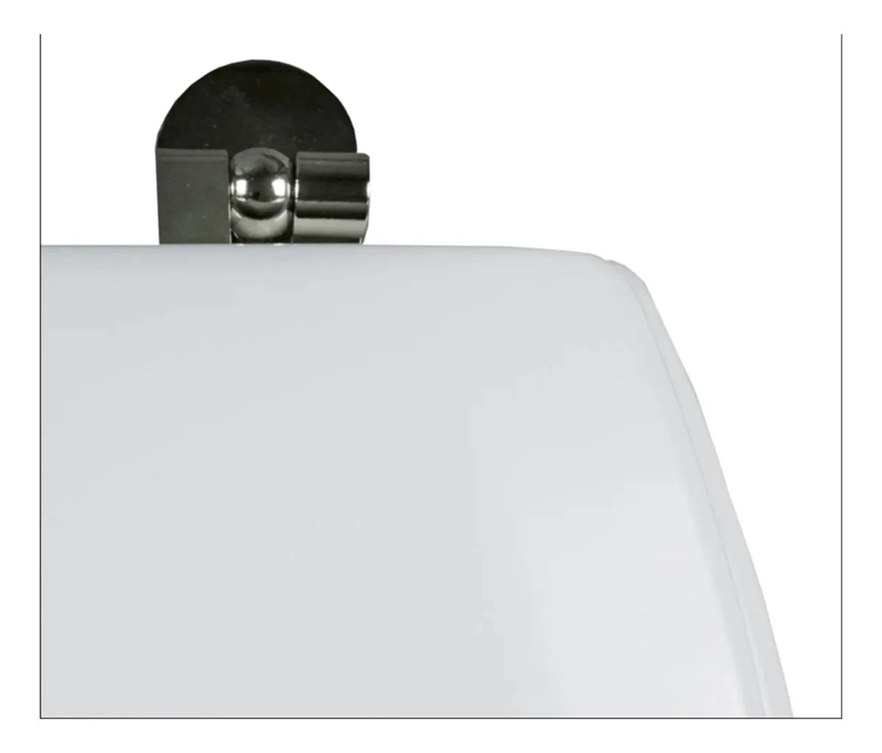 ASIENTO DE INODORO ELONGADO BLANCO CON BISAGRAS CROMADAS - 5