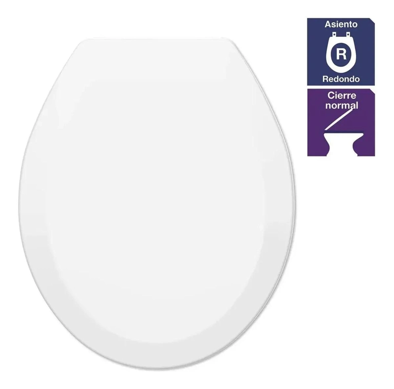 TAPA DE BAÑO PLASTICA REDONDA CIERRE NORMAL COLOR BLANCO - 2