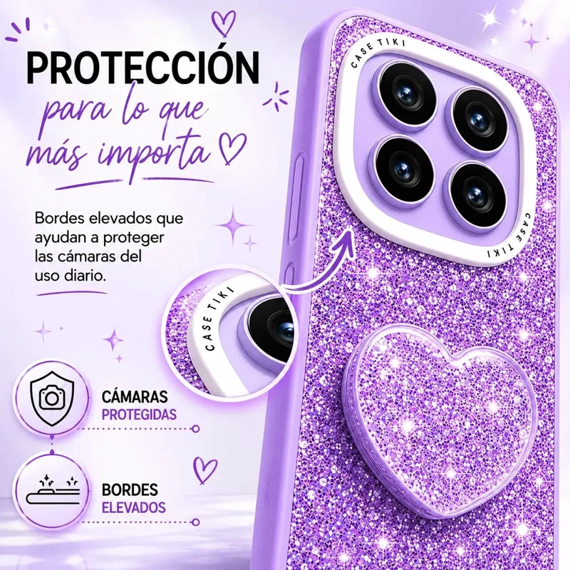 CARCASA BRILLANTE CON POP SOCKET PARA CELULAR NOTE 15 PRO 5G - 1