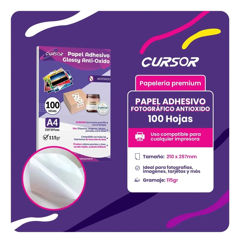 PAPEL ADHESIVO ANTIOXIDANTE A4 115G 100 HOJAS IDEAL PARA IMPRESION - 2