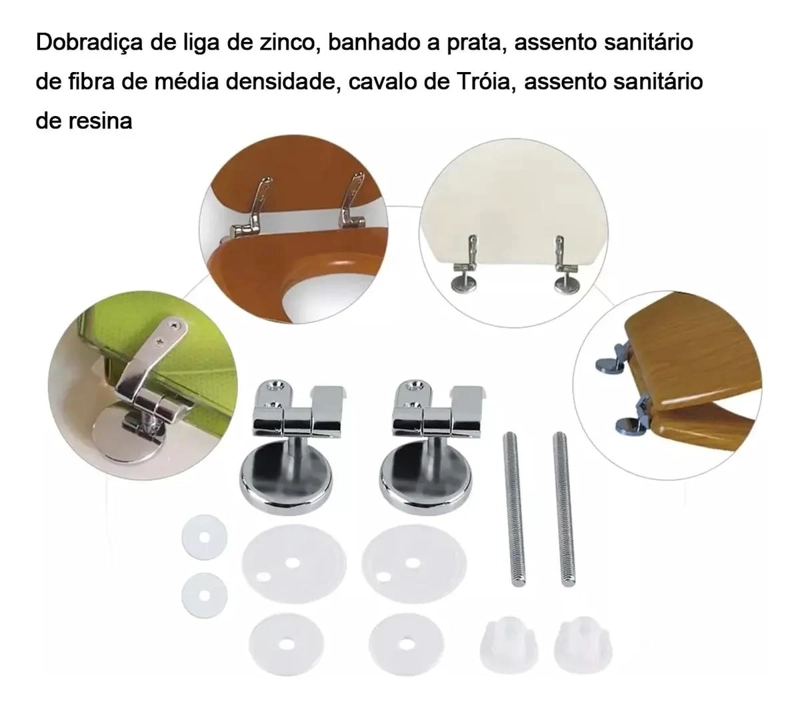 JUEGO DE 2 BISAGRAS DE ALUMINIO PARA ASIENTO DE INODORO - 5