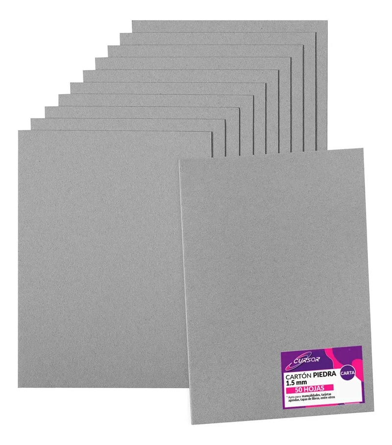 CARTON PIEDRA GRIS 1.5MM PARA CUADERNOS Y AGENDAS DE 50 HOJAS - 1