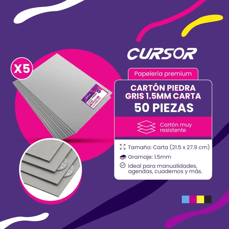 CARTON PIEDRA GRIS 1.5MM PARA CUADERNOS Y AGENDAS DE 50 HOJAS - 2