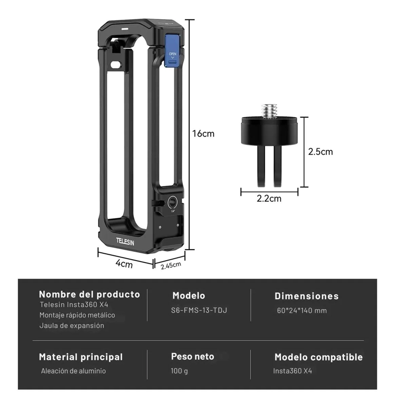 JAULA METALICA PARA PROTECCION DE CAMARA INSTA360 X4 - 5