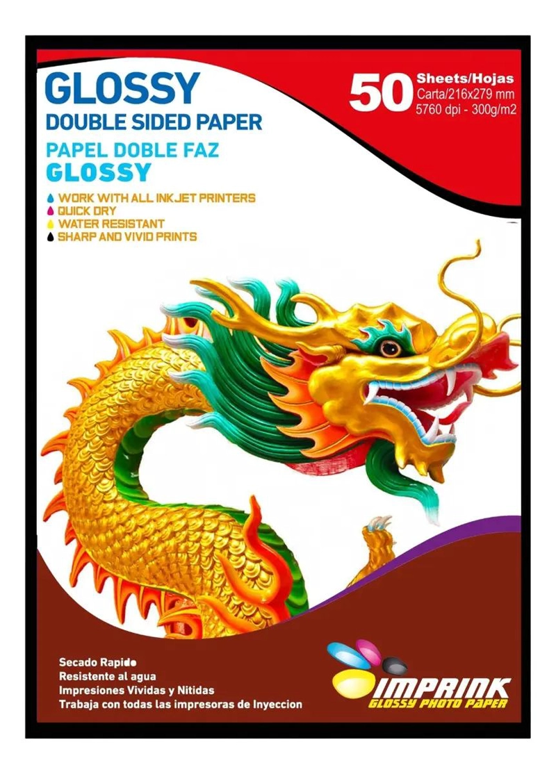 PAPEL FOTOGRAFICO DOBLE FAZ BRILLANTE CARTA 300G 50 HOJAS - 1