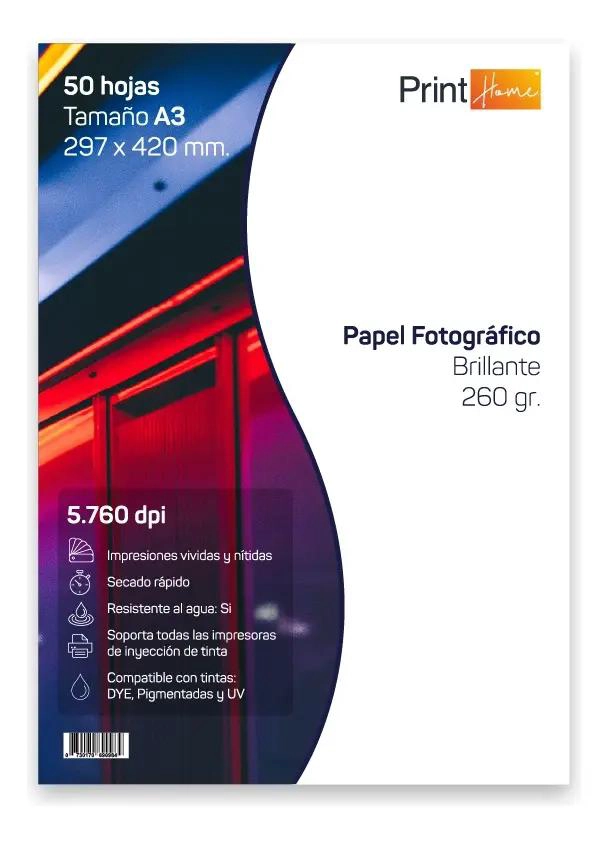 PAPEL FOTOGRAFICO GLOSSY A3 260 GR 50 HOJAS - 1