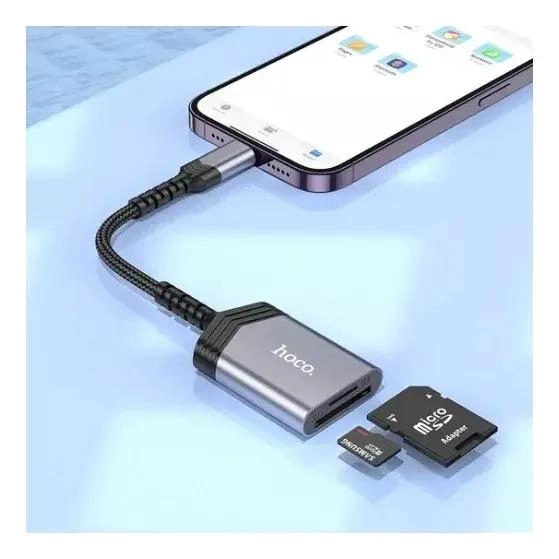 LECTOR DE TARJETAS SD Y MICROSD PARA IPHONE CON CONEXION LIGHTNING - 5