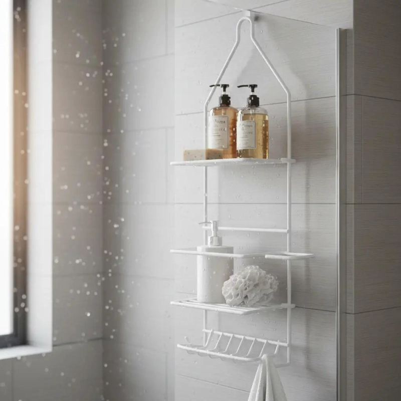 ORGANIZADOR DE DUCHA METAL BLANCO PARA BAÑO - 8