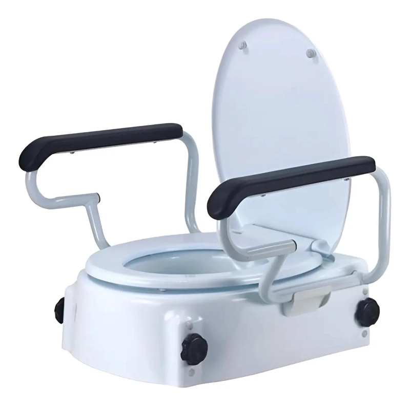 ALZA BAÑO CON APOYABRAZOS Y FIJACION EXTERNA PARA MAYOR SEGURIDAD - 1