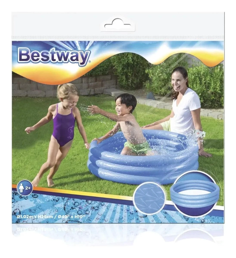 PISCINA INFLABLE REDONDA PARA NIÑOS DE 140 LITROS COLOR AZUL - 1