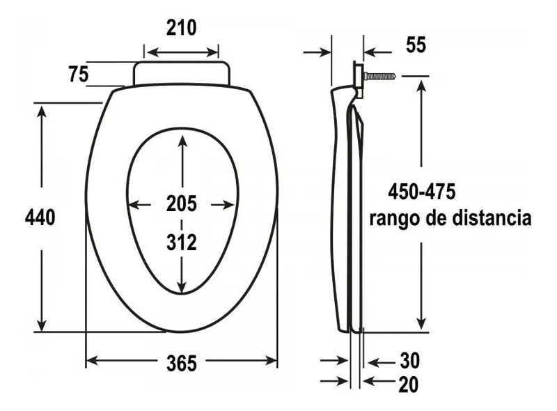 ASIENTO Y TAPA DE WC ELONGADO CON CIERRE SUAVE Y REFUERZO - 1