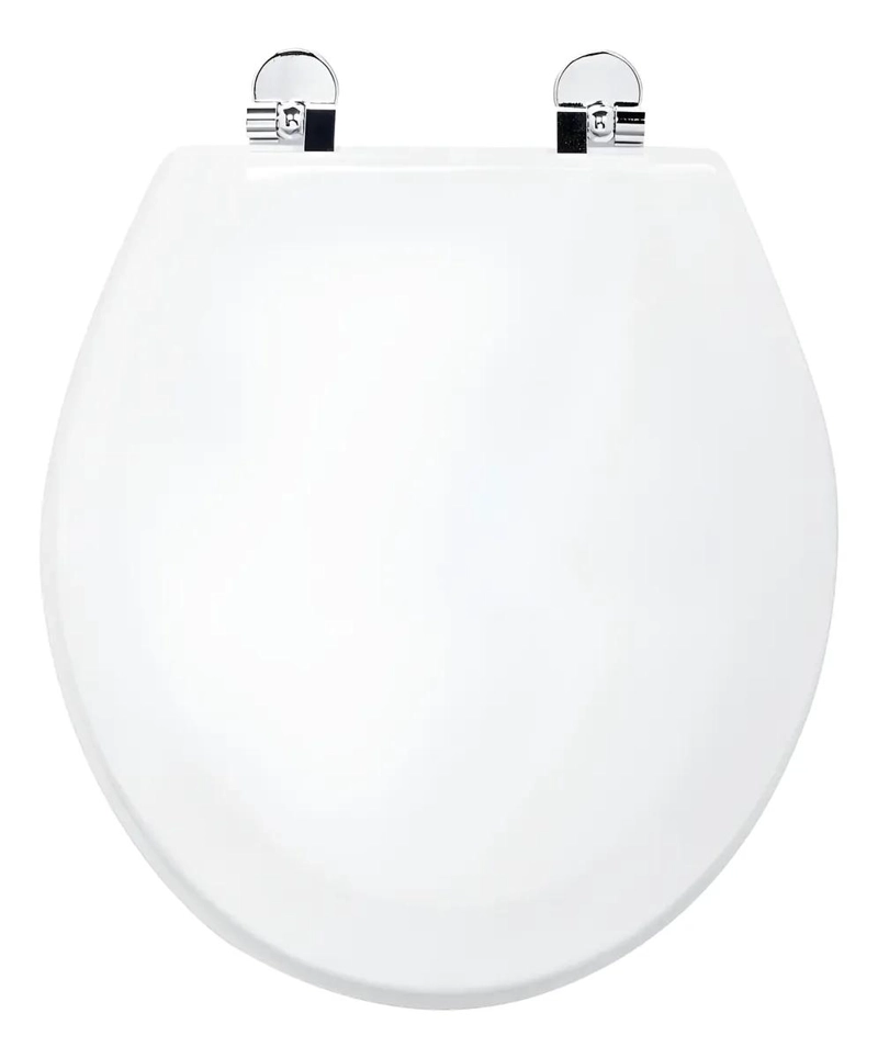 ASIENTO DE WC REDONDO DE MADERA BLANCA PARA BAÑO - 1