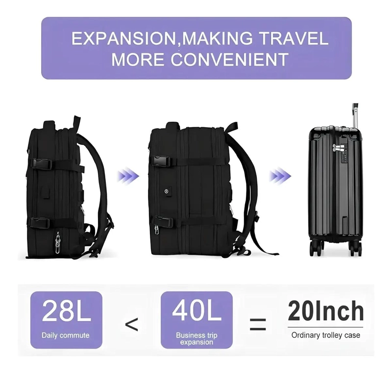 MOCHILA EXPANDIBLE IMPERMEABLE PARA VIAJES Y USO DIARIO - 6