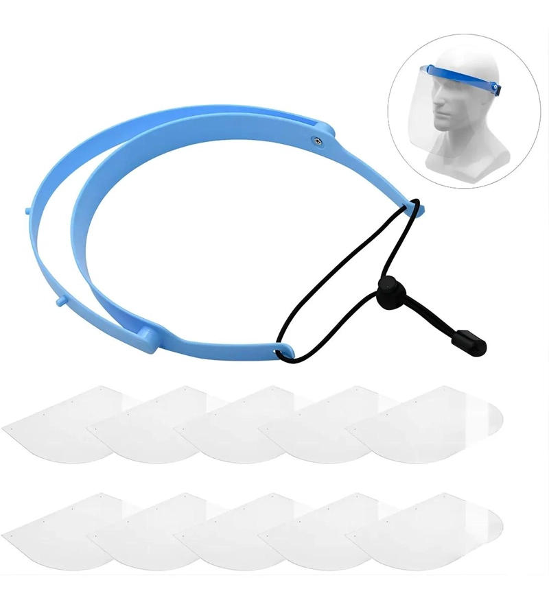 PROTECTOR FACIAL CON 10 MICAS REEMPLAZABLES Y DISEÑO ERGONOMICO - 1
