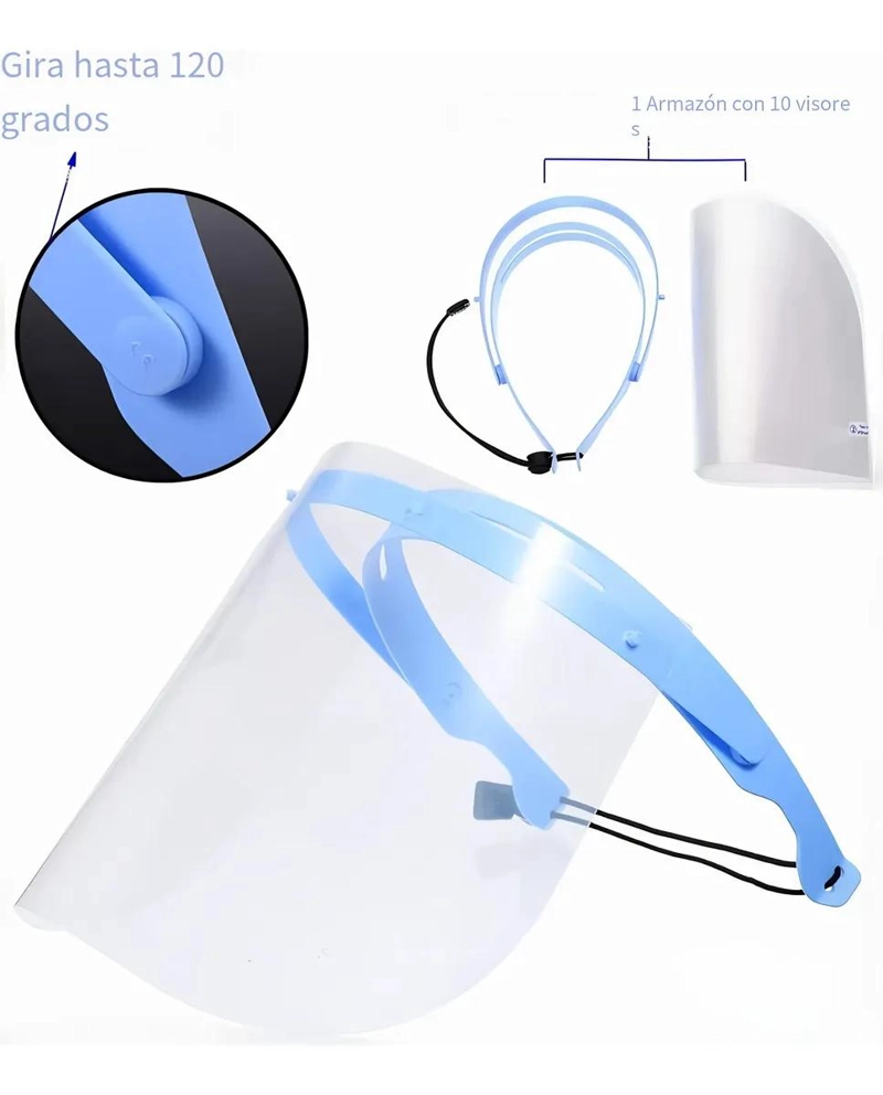 PROTECTOR FACIAL CON 10 MICAS REEMPLAZABLES Y DISEÑO ERGONOMICO - 3