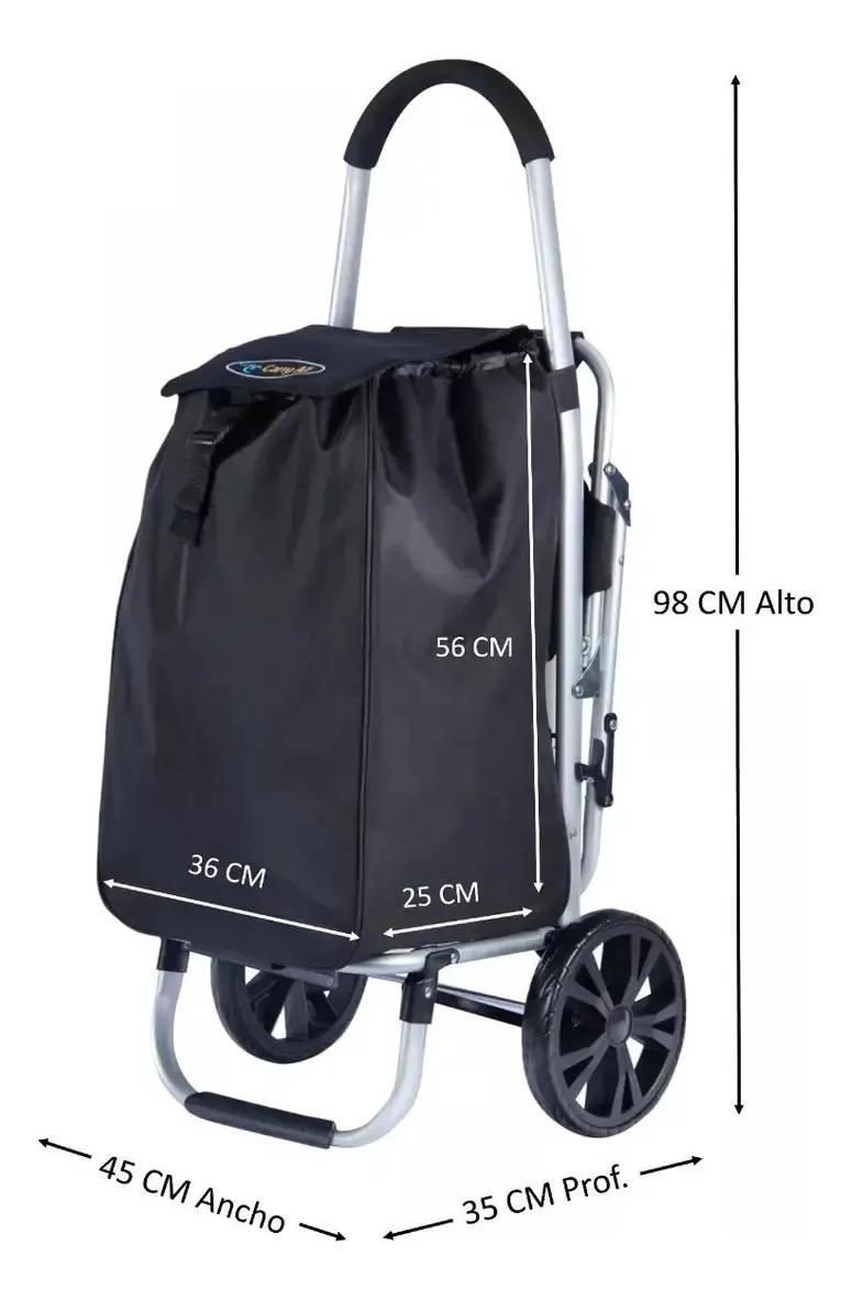 CARRO PLEGABLE DE COMPRAS CON ASIENTO Y BOLSA IMPERMEABLE - 7