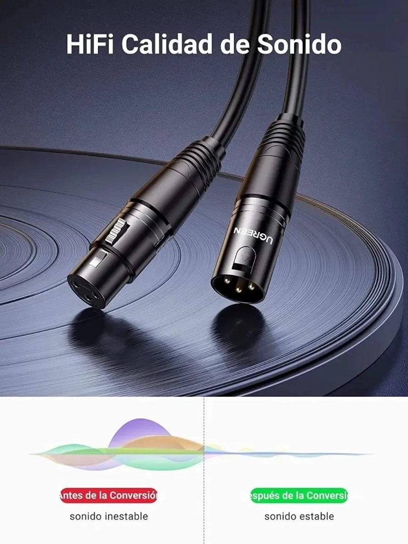 CABLE DE MICROFONO XLR MACHO A HEMBRA 6 METROS PARA AUDIO - 3