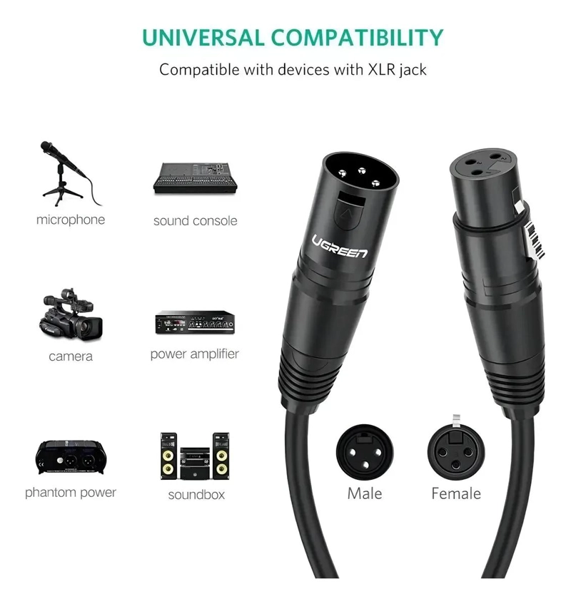 CABLE DE MICROFONO XLR MACHO A HEMBRA 6 METROS PARA AUDIO - 7