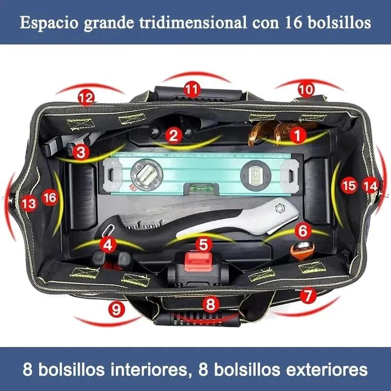 MOCHILA IMPERMEABLE PARA HERRAMIENTAS CON MULTIPLES BOLSILLOS - 2