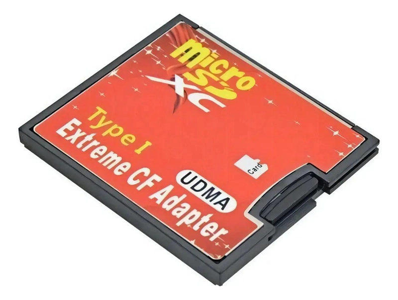 ADAPTADOR DE MEMORIAS MICRO SD A CF COMPACT FLASH TIPO I COLOR ROJO - 1
