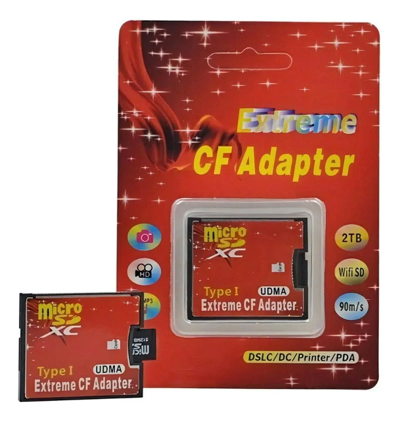 ADAPTADOR DE MEMORIAS MICRO SD A CF COMPACT FLASH TIPO I COLOR ROJO - 5
