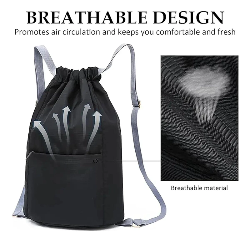 MOCHILA DE GIMNASIO IMPERMEABLE CON CORDON AJUSTABLE - 3