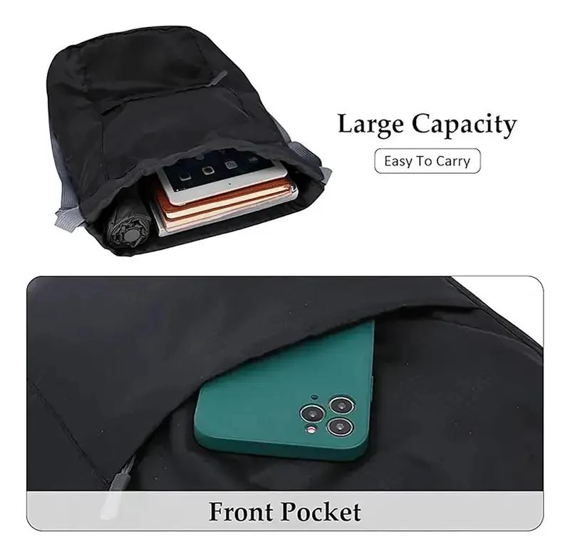 MOCHILA DE GIMNASIO IMPERMEABLE CON CORDON AJUSTABLE - 5