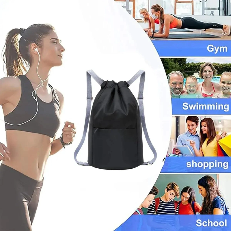MOCHILA DE GIMNASIO IMPERMEABLE CON CORDON AJUSTABLE - 7