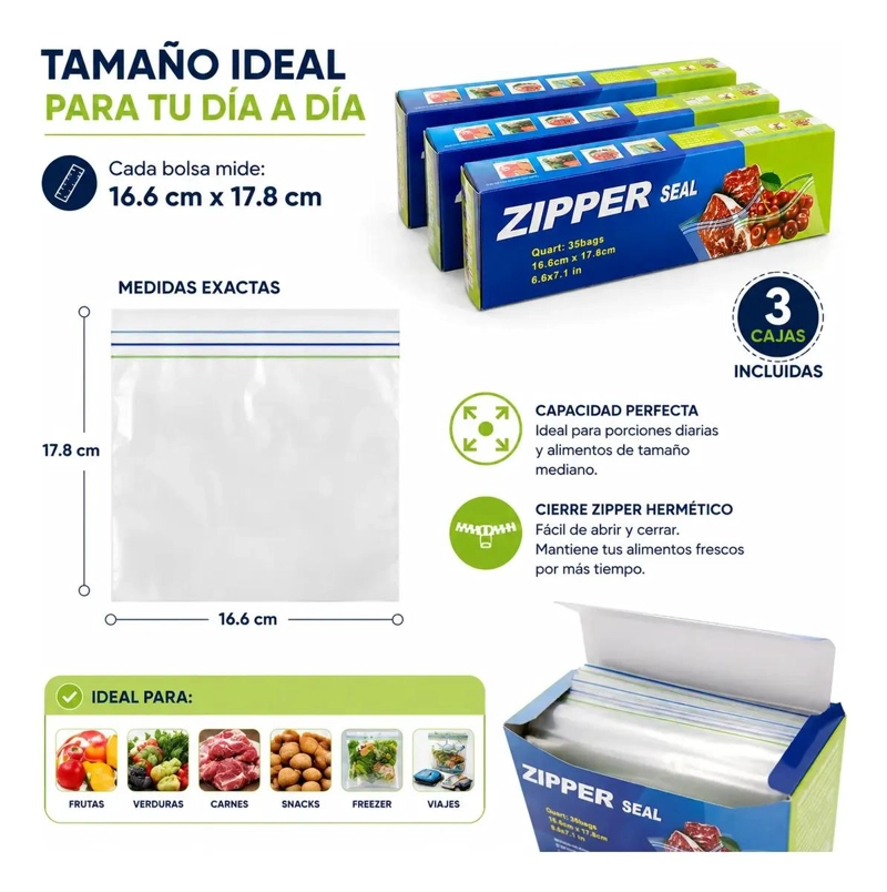 PACK DE 35 BOLSAS HERME TICAS REUTILIZABLES PARA ALIMENTOS - 5