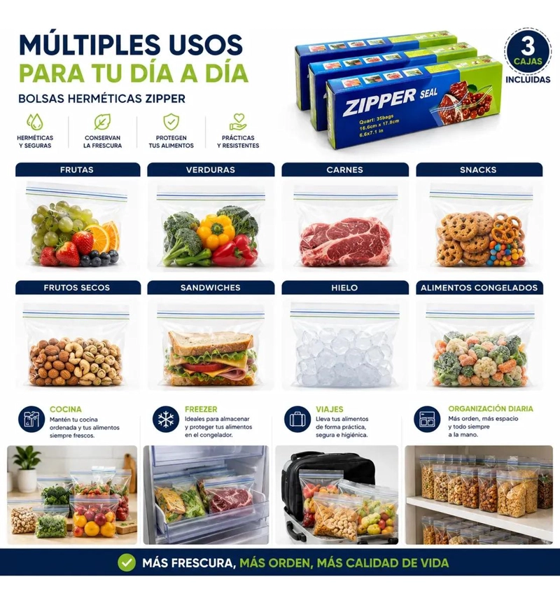 PACK DE 35 BOLSAS HERME TICAS REUTILIZABLES PARA ALIMENTOS - 6