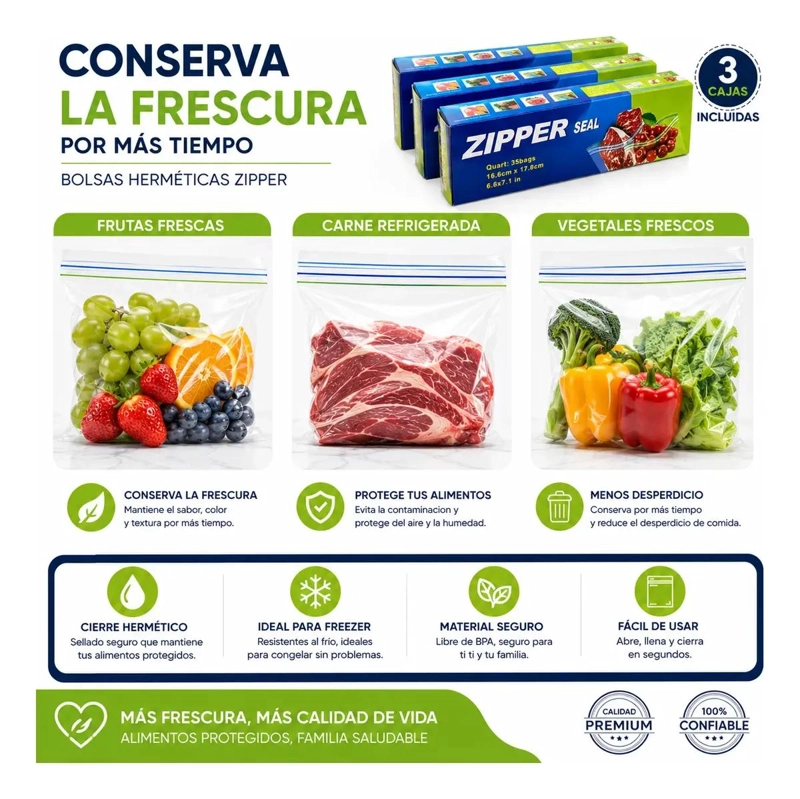 PACK DE 35 BOLSAS HERME TICAS REUTILIZABLES PARA ALIMENTOS - 7