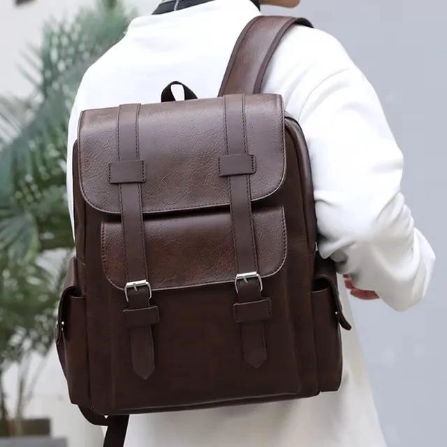 MOCHILA DE CUERO IMPERMEABLE PARA PORTATIL UNISEXO - 3