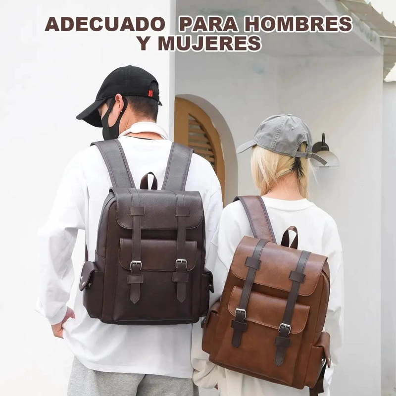 MOCHILA DE CUERO IMPERMEABLE PARA PORTATIL UNISEXO - 5
