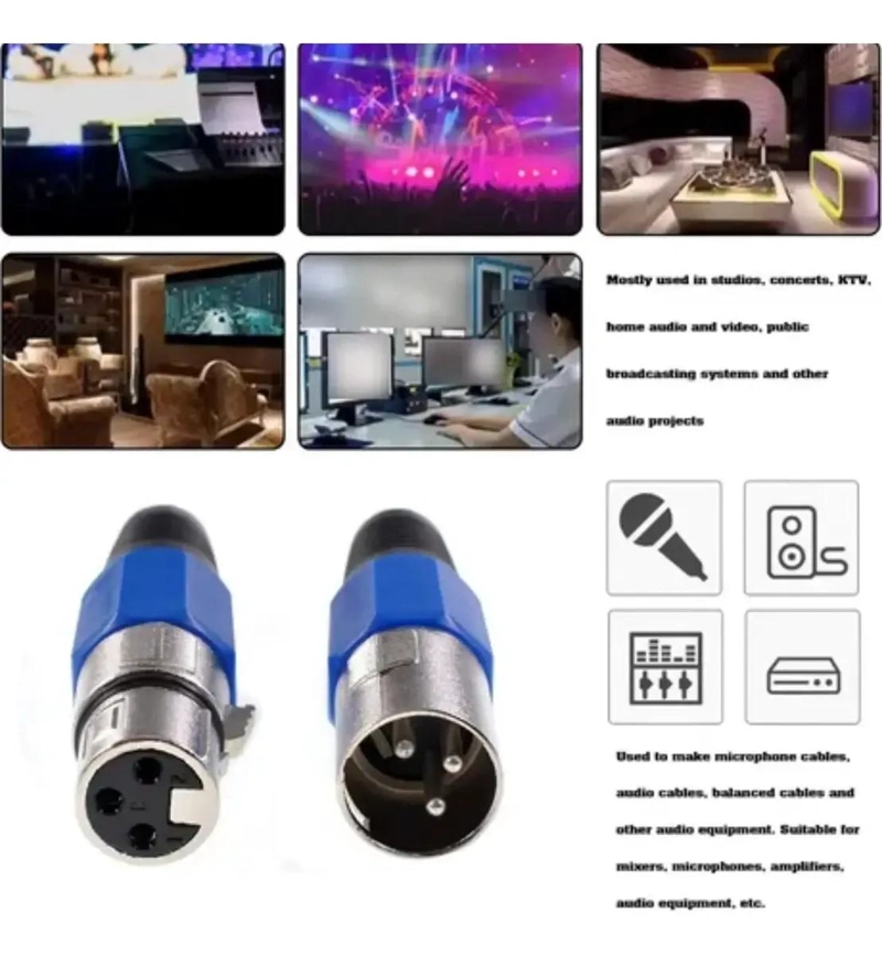 CONECTORES XLR MACHO Y HEMBRA PARA AUDIO Y MICROFONO - 6
