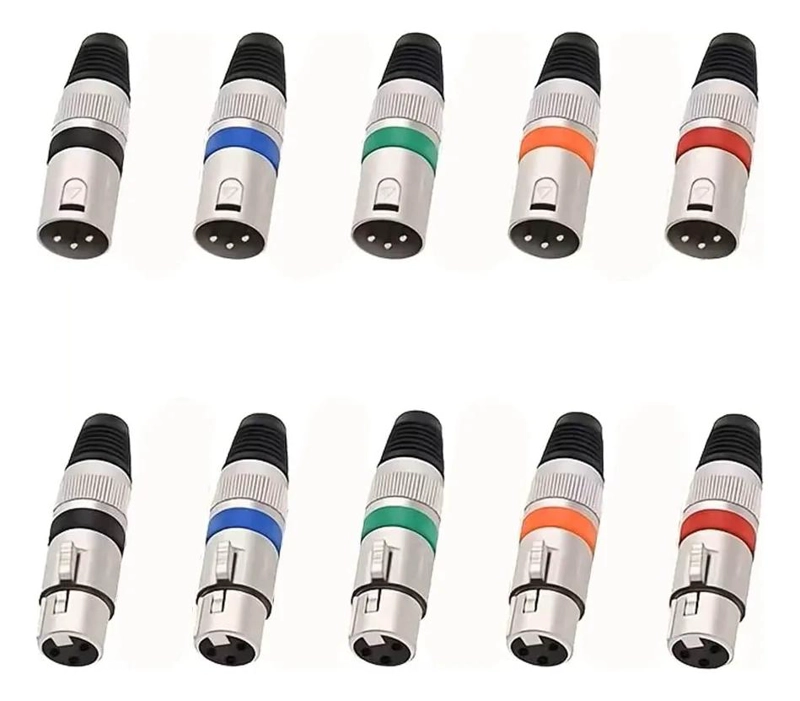 SET DE 5 CONECTORES XLR MACHO Y HEMBRA PARA MICROFONO - 1