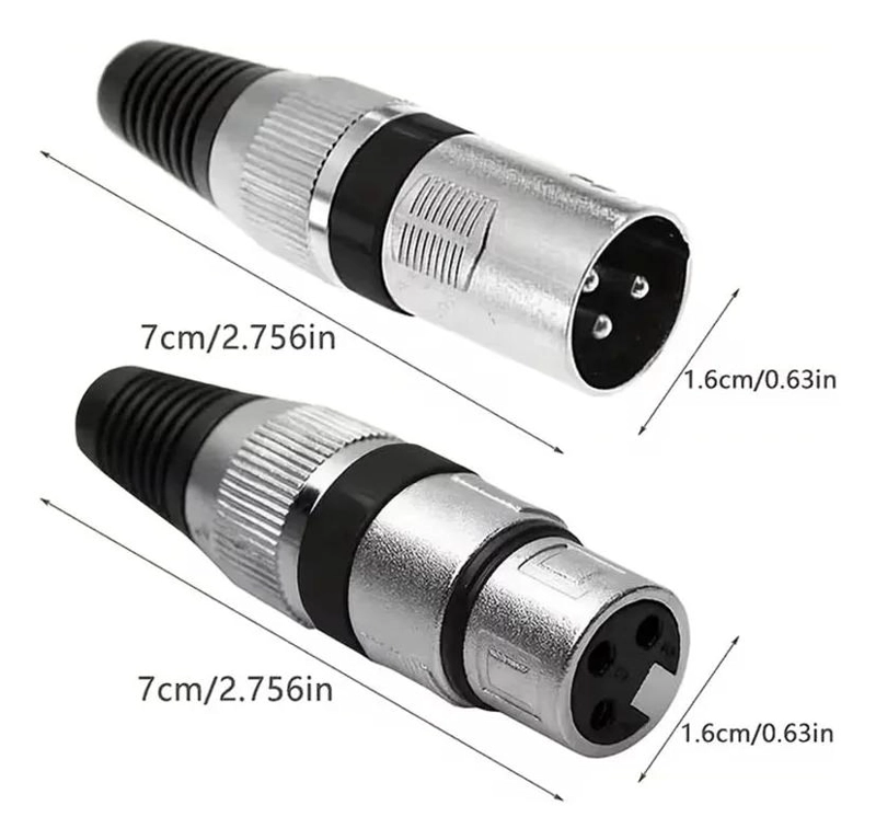 SET DE 5 CONECTORES XLR MACHO Y HEMBRA PARA MICROFONO - 3