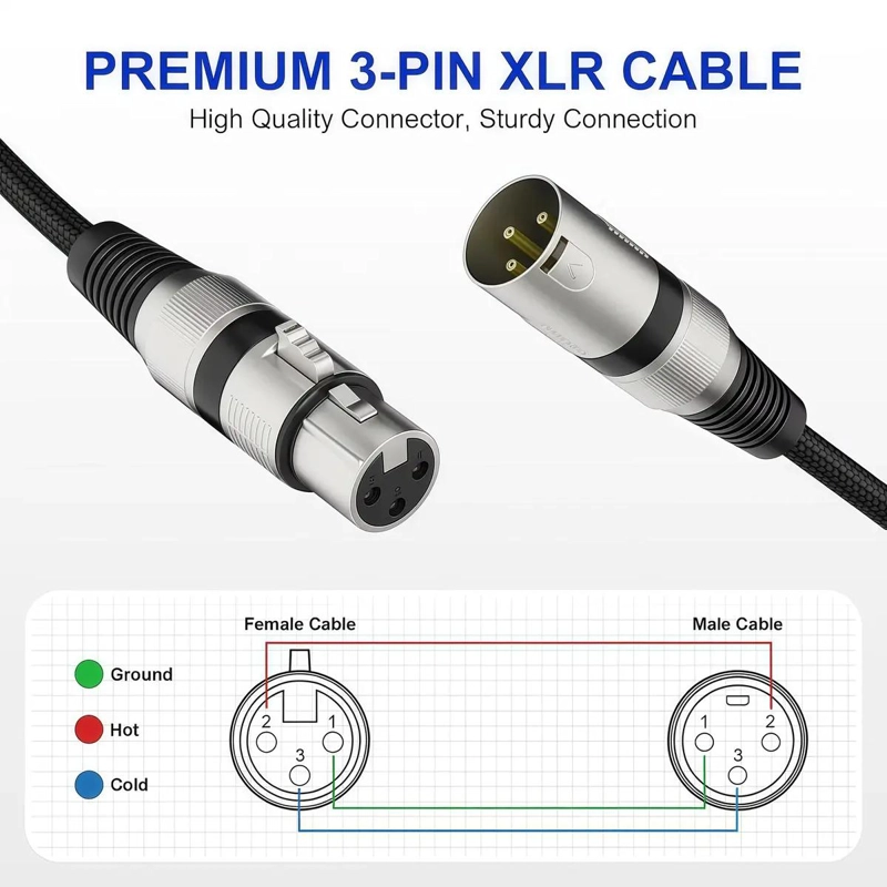 CABLE DE MICROFONO XLR A XLR DE 10 METROS PARA AUDIO PROFESIONAL - 2