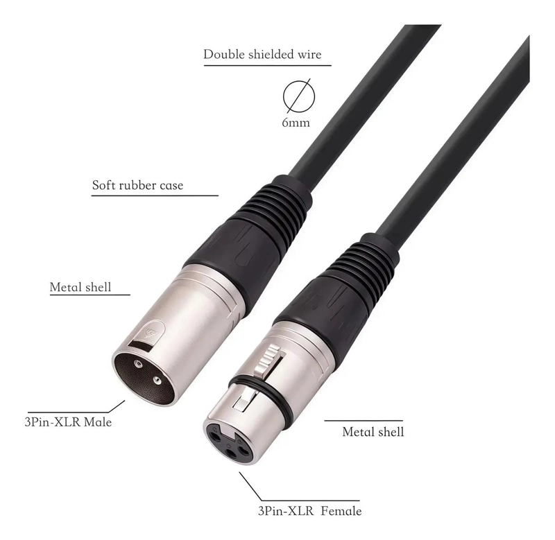 CABLE DE MICROFONO XLR A XLR DE 10 METROS PARA AUDIO PROFESIONAL - 4