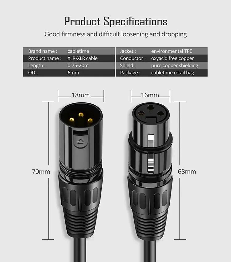 CABLE DE MICROFONO XLR MACHO A HEMBRA DE 6 METROS - 3