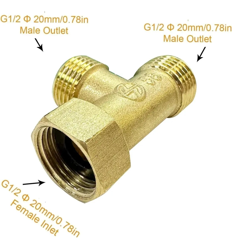 CONECTOR TIPO T MACHO HEMBRA PARA AGUA Y GAS 1/2 PULGADA - 2