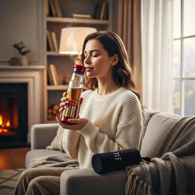 BOTELLA INFUSORA DE TE  DE VIDRIO 550 ML CON FUNDA RESISTENTE - 1