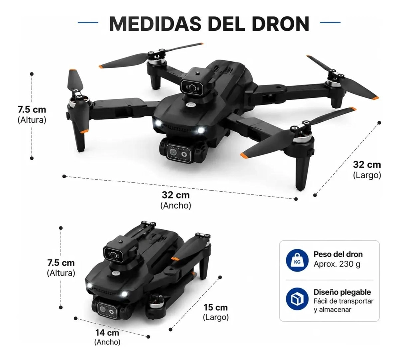 DRONE PLEGABLE CON CAMARA HD Y GPS PARA FOTOS AE REAS - 2
