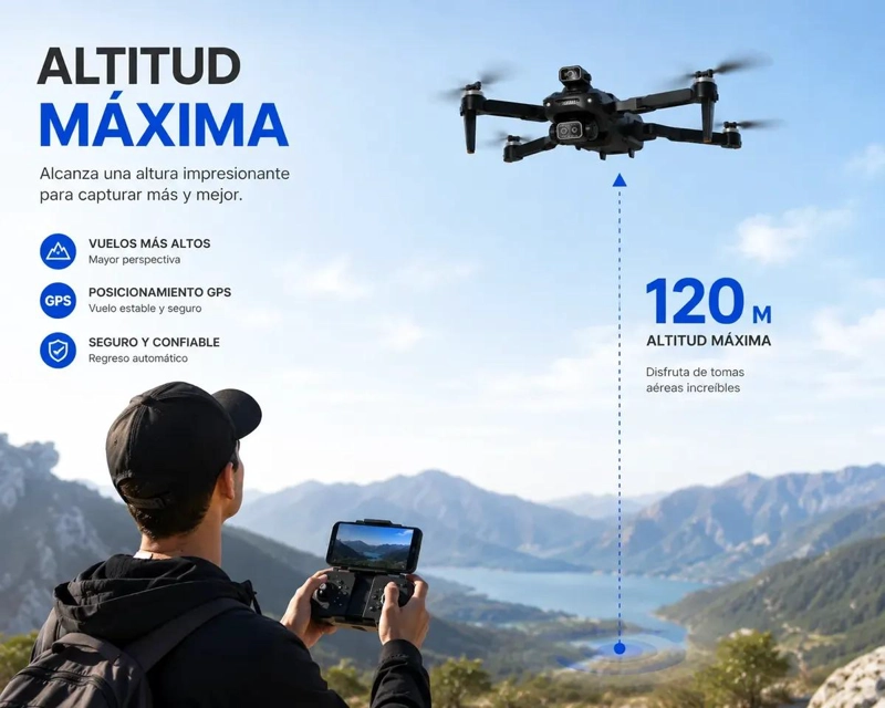 DRONE PLEGABLE CON CAMARA HD Y GPS PARA FOTOS AE REAS - 5