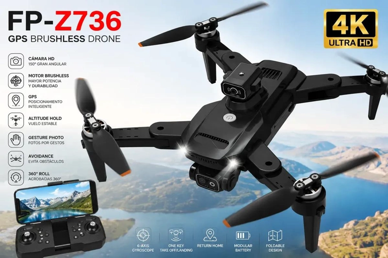 DRONE PLEGABLE CON CAMARA HD Y GPS PARA FOTOS AE REAS - 7