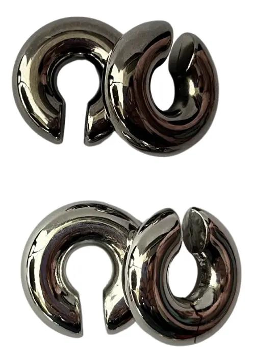 AROS EAR CUFF 4 PIEZAS EN ACERO INOXIDABLE PLATEADO Y GRIS - 2